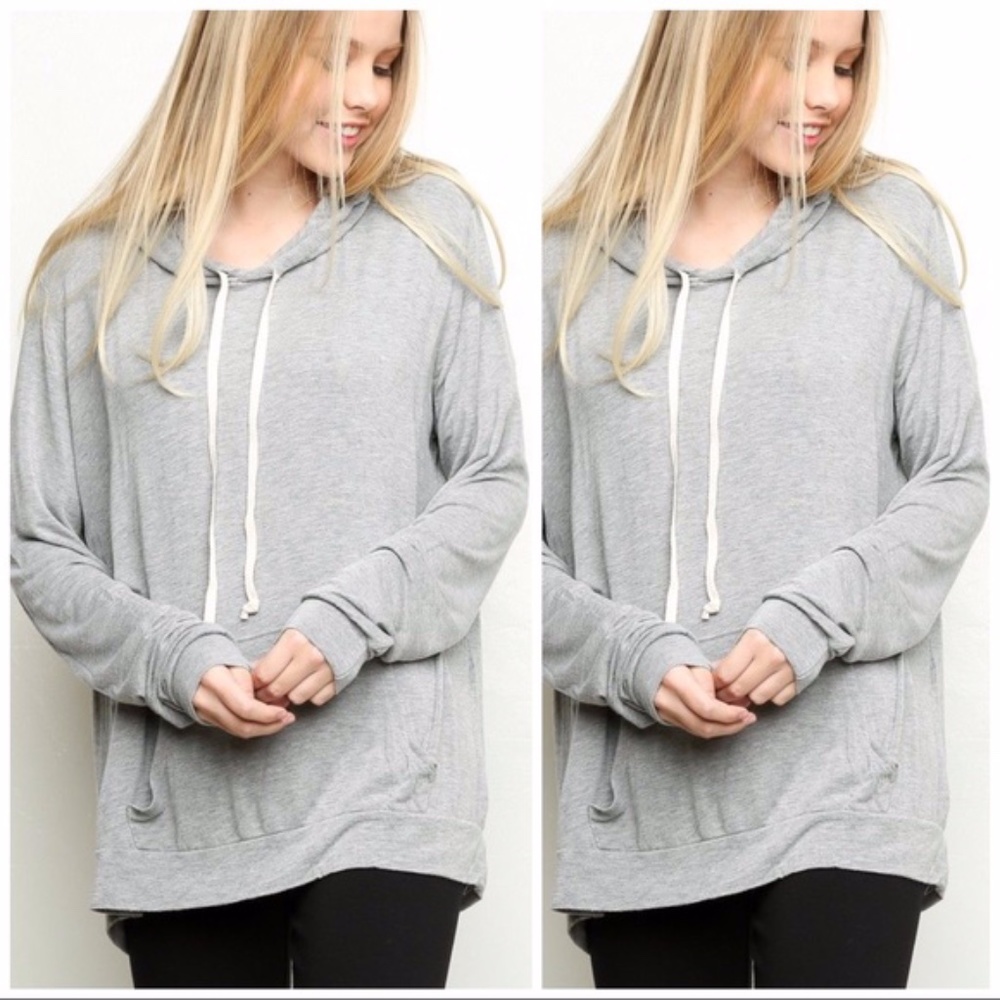 Brandy Melville Layla Hoodie Heather Grey One Size